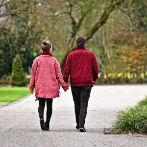 Couple in the park walking