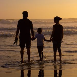 Family on Beach Walking