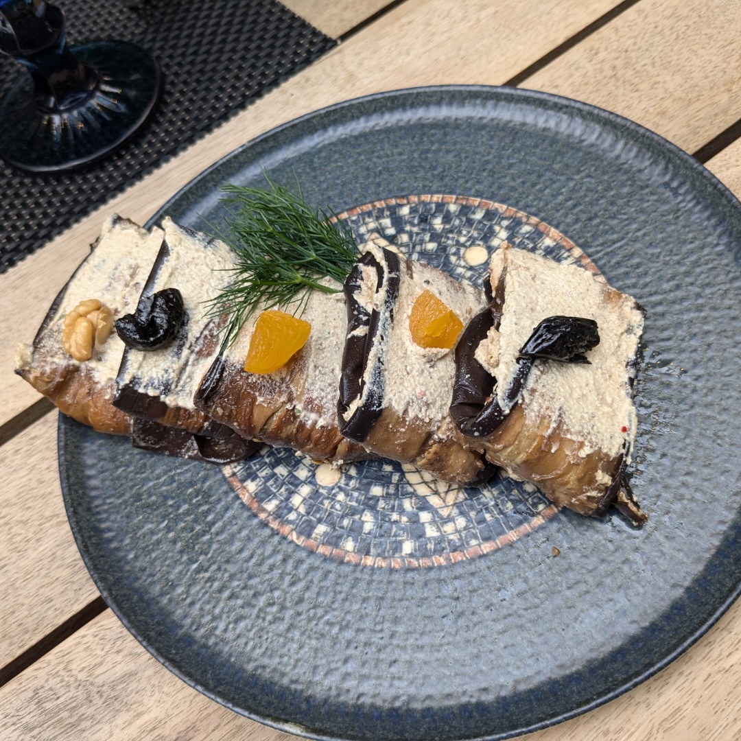 Plate of food on a table