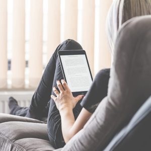 Woman reading at home