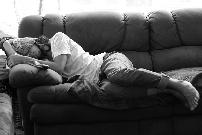 Man sleeping on a couch