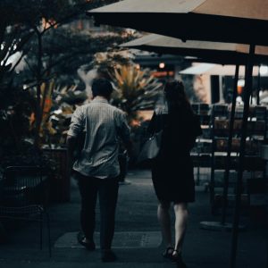 Couple going to a restaurant