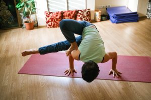 Doing yoga