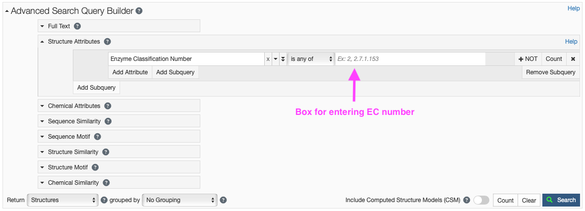 Figure showing EC number search features.