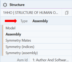 Screenshot of the structure menu with a red arrow highlighting the ‘Type’ option to change the view.