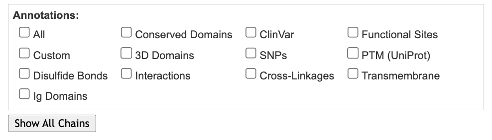 Screenshot of the web application showing the annotations box with selection options for user interaction.