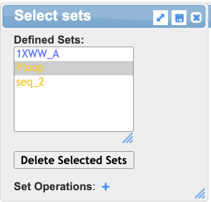 Popup window showing the selection of the P-loop in Select Sets.